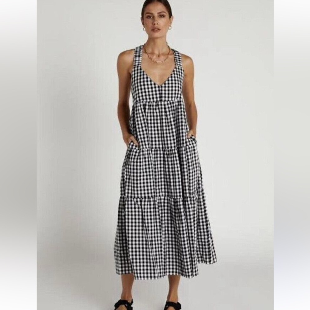 DISSH August Black and White Gingham Midi Dress ladies size 12 NWT - Picture 8 of 8